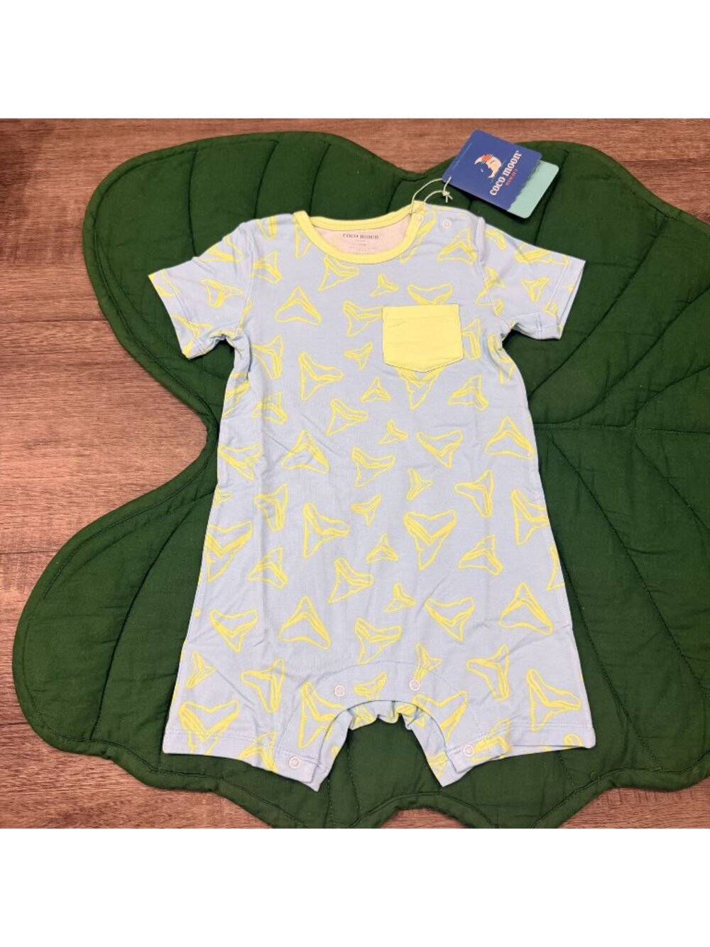 Coco Moon Hawaii Bamboo 18-24M Electric Bite Huggable Romper Pocket Shark Tooth